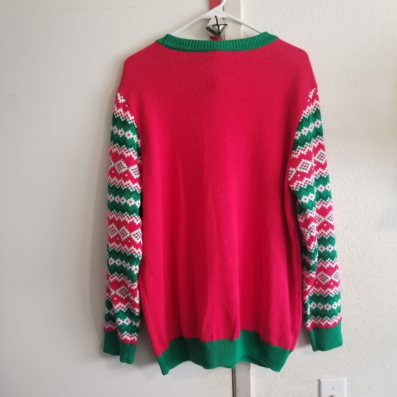 Ugly Christmas Holiday Sweater Elf Elves Sequin - Picture 2 of 2